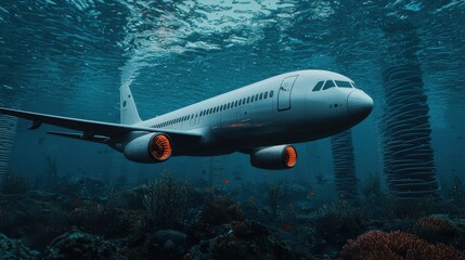Fototapeta premium An airplane designed for innovative underwater and transportation