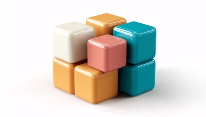 Obraz premium 3D sliding block puzzle displayed on white, designed with playful plastic texture and colorful finish.