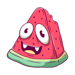Cartoon watermelon with a big smile on its face
