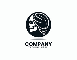 Minimalist Skull Illustration Simple Iconic Human Skeleton Head Vector Logo Design