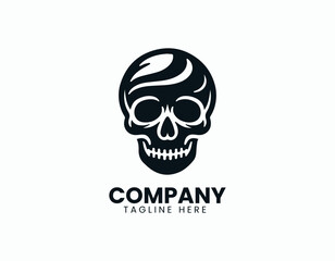 Minimalist Skull Illustration Simple Iconic Human Skeleton Head Vector Logo Design