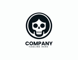 Fototapeta premium Minimalist Skull Illustration Simple Iconic Human Skeleton Head Vector Logo Design