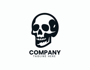 Minimalist Skull Illustration Simple Iconic Human Skeleton Head Vector Logo Design