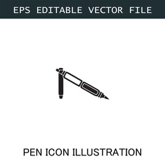 Pen Icon Logo Vector Image in Black and White for Stationery Branding and Graphic Design
