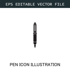 Pen Icon Logo Vector Image in Black and White for Stationery Branding and Graphic Design

