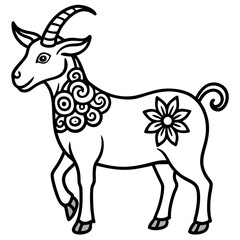 illustration silhouette goat on white background