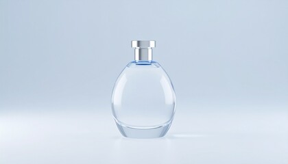 Perfume advertisement, luxury and minimalism: Transparent fragrance bottle, smooth organic shape.
