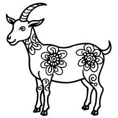 illustration silhouette goat on white background