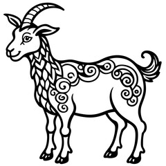 illustration silhouette goat on white background