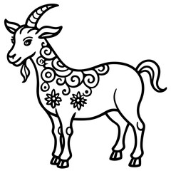 illustration silhouette goat on white background