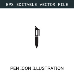 Pen Icon Logo Vector Image in Black and White for Stationery Branding and Graphic Design
