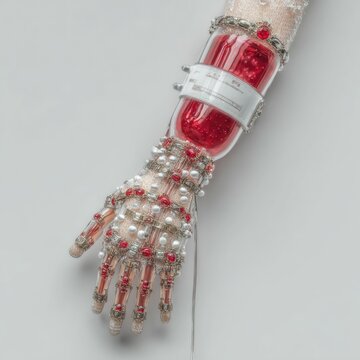 Clinical imagery close-up view of medical patient with picc line in isolated background