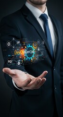 DevOps Concept in Hand of Businessman