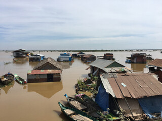 floating village at Tonle Sap lake, the largest freshwater lake