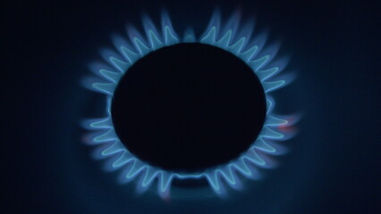 Flame Patterns Emitting Beautifully from a Gas Burner at Night Creating an Enchanting Atmosphere