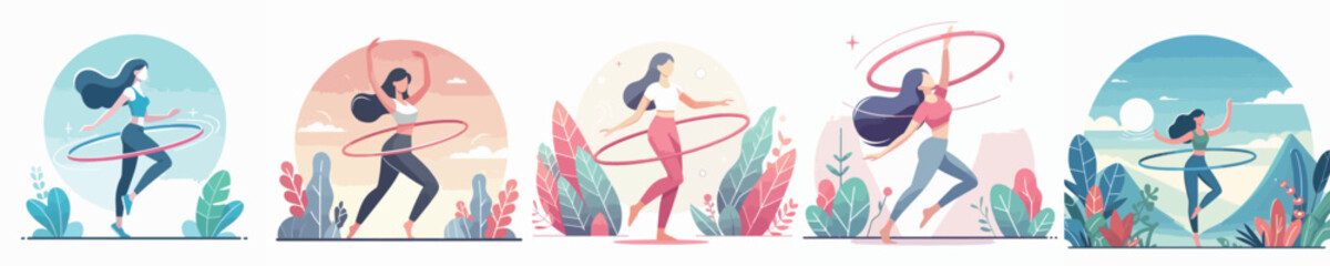 hula hoop woman character vector