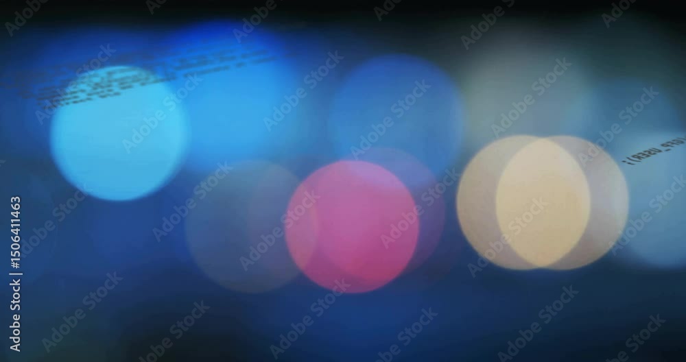 Poster bokeh lights pulsing on backdrop starting code overlay fading flashing settling showing data flow
