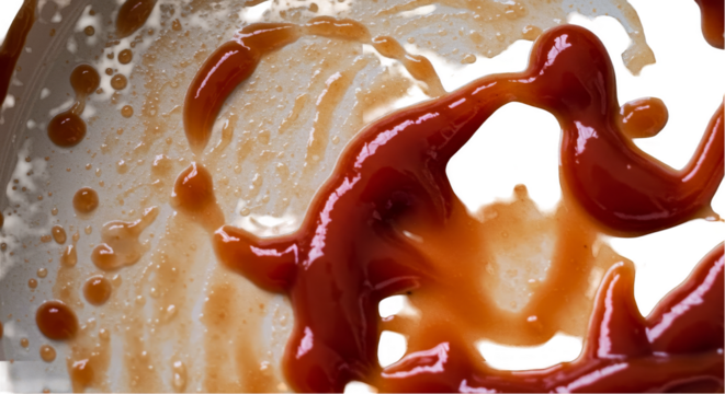 Realistic Photo of Spilled Ketchup Texture on a Transparent Background