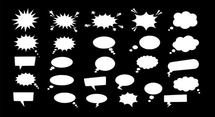 Comic Book Speech Bubbles Thought Bubbles and Starburst Shapes: Vector