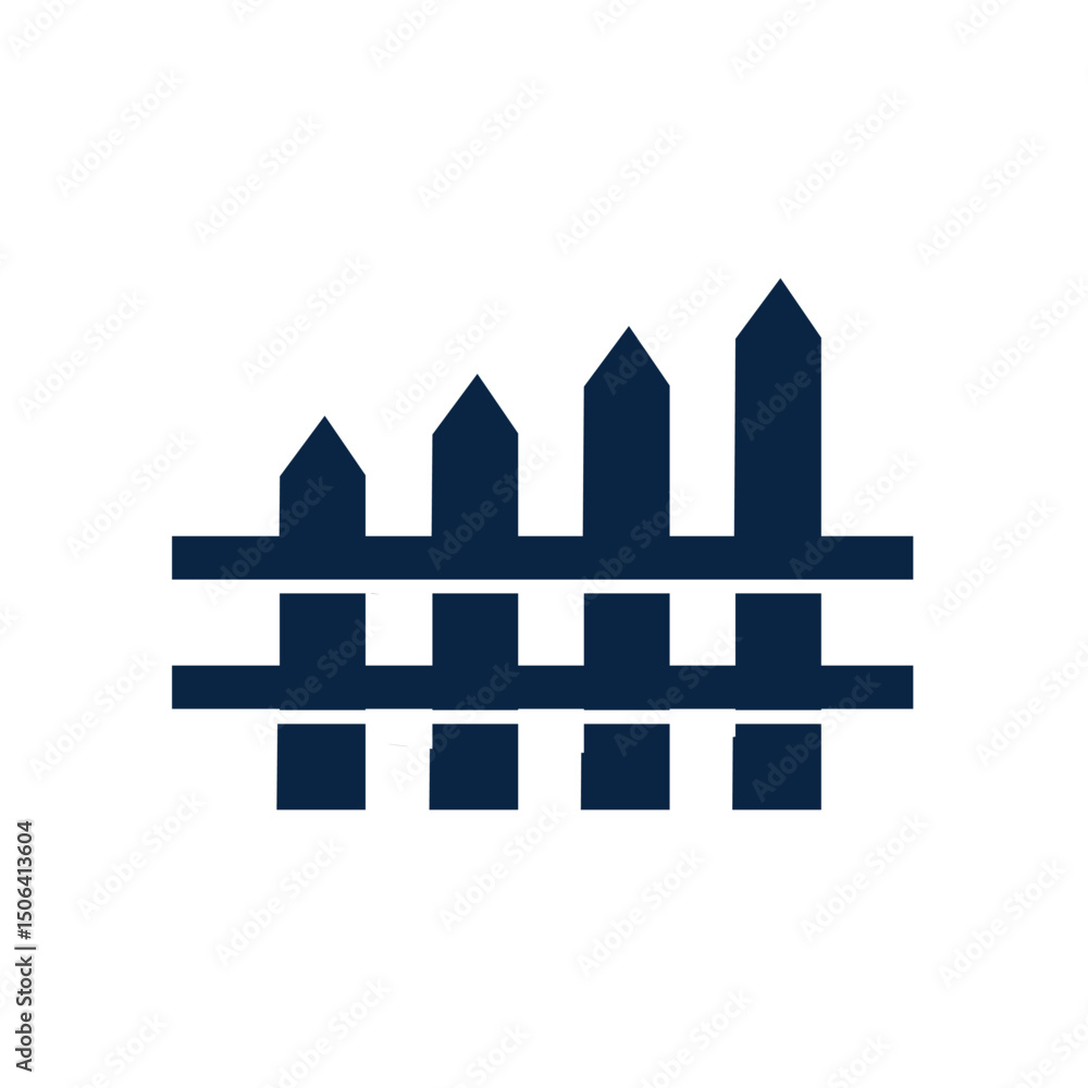Poster the image shows a flat logo design of a blue fence that its height gradually increase that looks cle