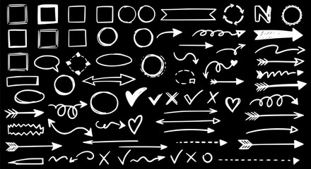 Hand-Drawn Doodle Arrows Shapes Frames & Symbols Clipart