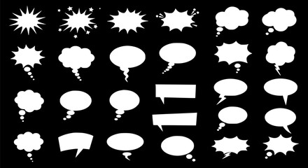 Comic Book Speech Bubbles Thought Bubbles and Starburst Shapes - Vecto