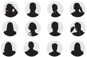 vector silhouettes of peoples profile 