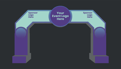 Editable Circular Theme Event Gate Mockup Template with Sponsor Placement