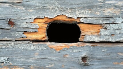 Hole in Weathered Wooden Wall, Cut Out 