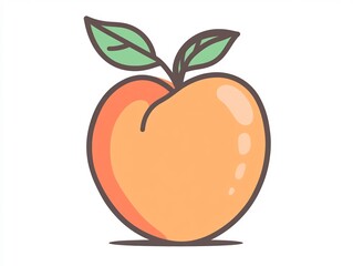 A charming hand drawn peach icon radiates sweetness and freshness simple lines pastel hues 