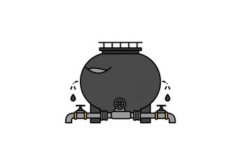 Fototapeta premium Gray Isolated Industrial Water Tank With Metal Pipe Illustration