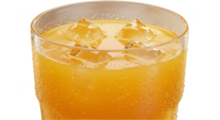 Refreshing Orange Drink With Ice Cubes In A Glass Isolated Photo