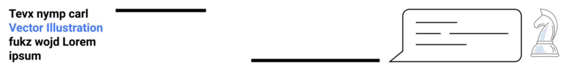 Knight chess piece next to a chat bubble with text lines symbolizing strategy, communication, and planning. Ideal for business strategy, leadership, messaging, decision-making, negotiation