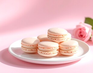 Obraz premium Delicate pastel macarons on a plate
