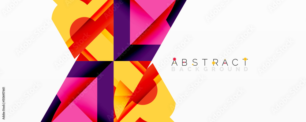 Poster Bright abstract design features layered geometric shapes. Vivid colors create dynamic visual impact, modern aesthetic.