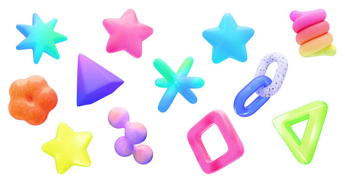 Colorful Abstract Jelly 3D Shape Collection