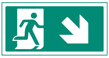 Photoluminescent Way Finding Markers - Arrow Down / Right With Running Man