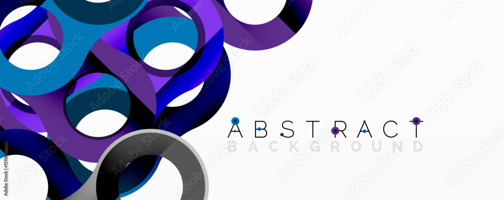 Poster abstract design features vibrant blue, purple shapes. modern geometric pattern creates dynamic visua