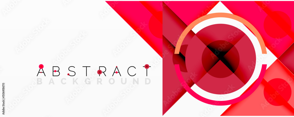 Aufkleber Abstract background features vibrant red shapes, geometric designs, overlapping layers, modern aesthetic. Minimalist composition creates dynamic visual impact.