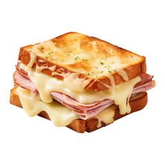 Croque Monsieur isolated on transparent white background png, clipping path
