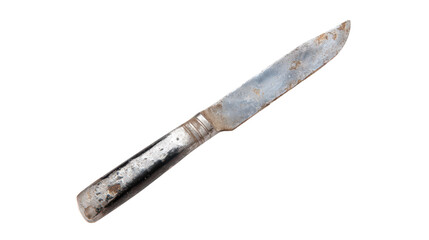 Old and Rusty Metal Table Knife on Transparent Background