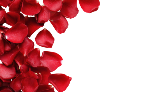 Pile of Red Rose Petals on Transparent Background