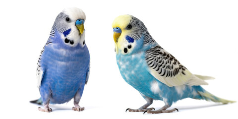 Pair of budgerigars perched