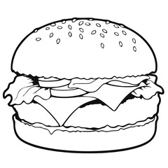burger vector icon, outline edition