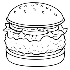burger vector icon, outline edition