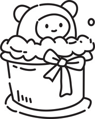 Cute panda character in a gift box illustration for children's celebrations