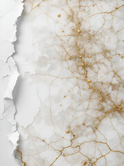 Naklejka premium Torn piece of edge paper on white background. Gold and bronze color marble texture.