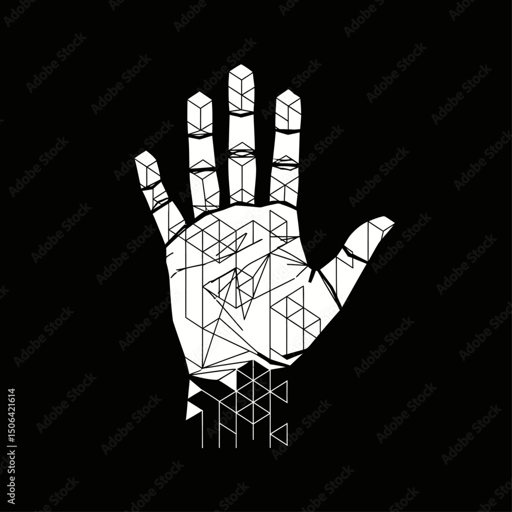 Aufkleber geometric hand illustration with abstract lines and shapes creating a modern and futuristic design o