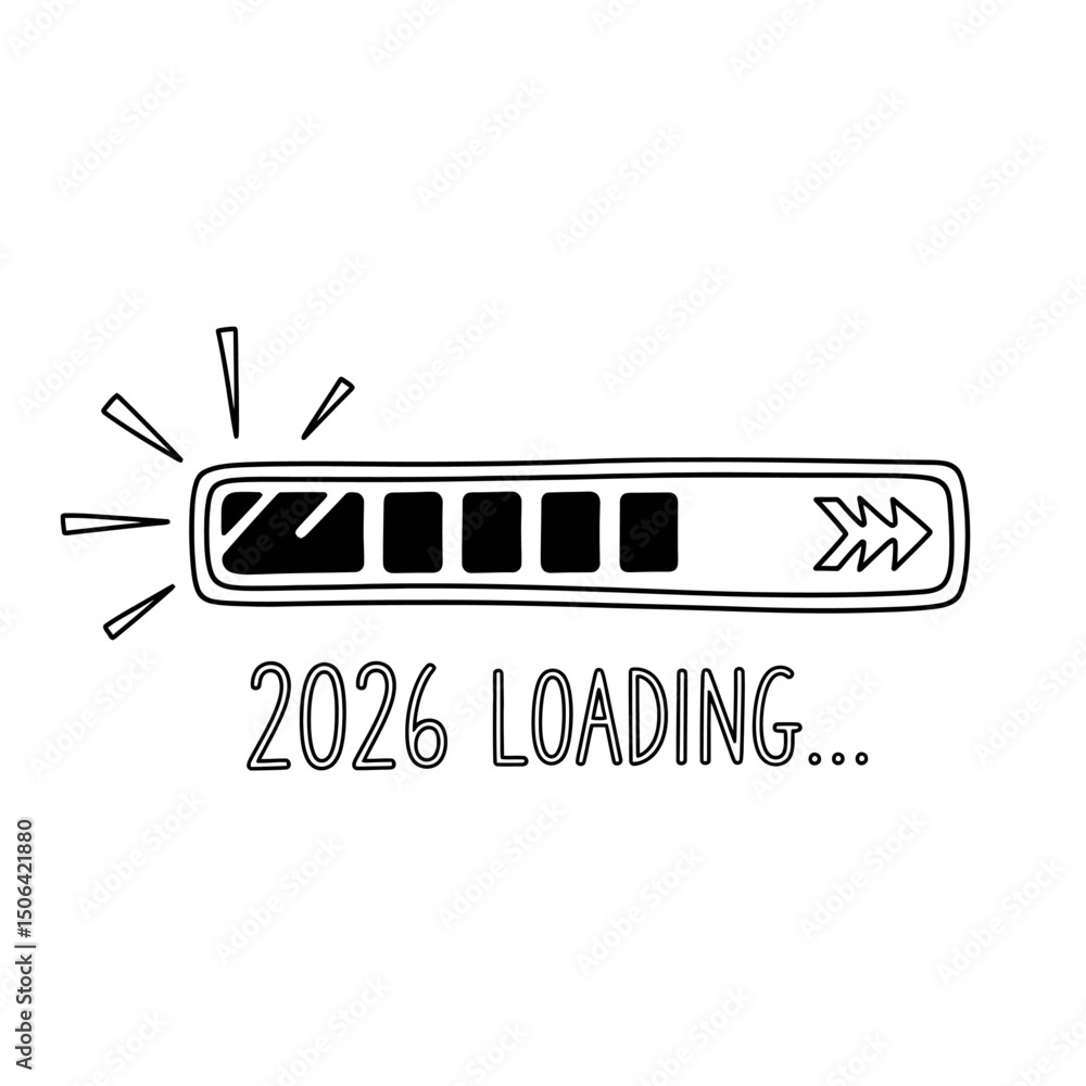 Poster 2026 loading bar isolated on white background, a vector illustration of a progress indicator for the