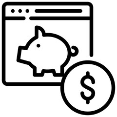 saving online banking piggy simple line icon
